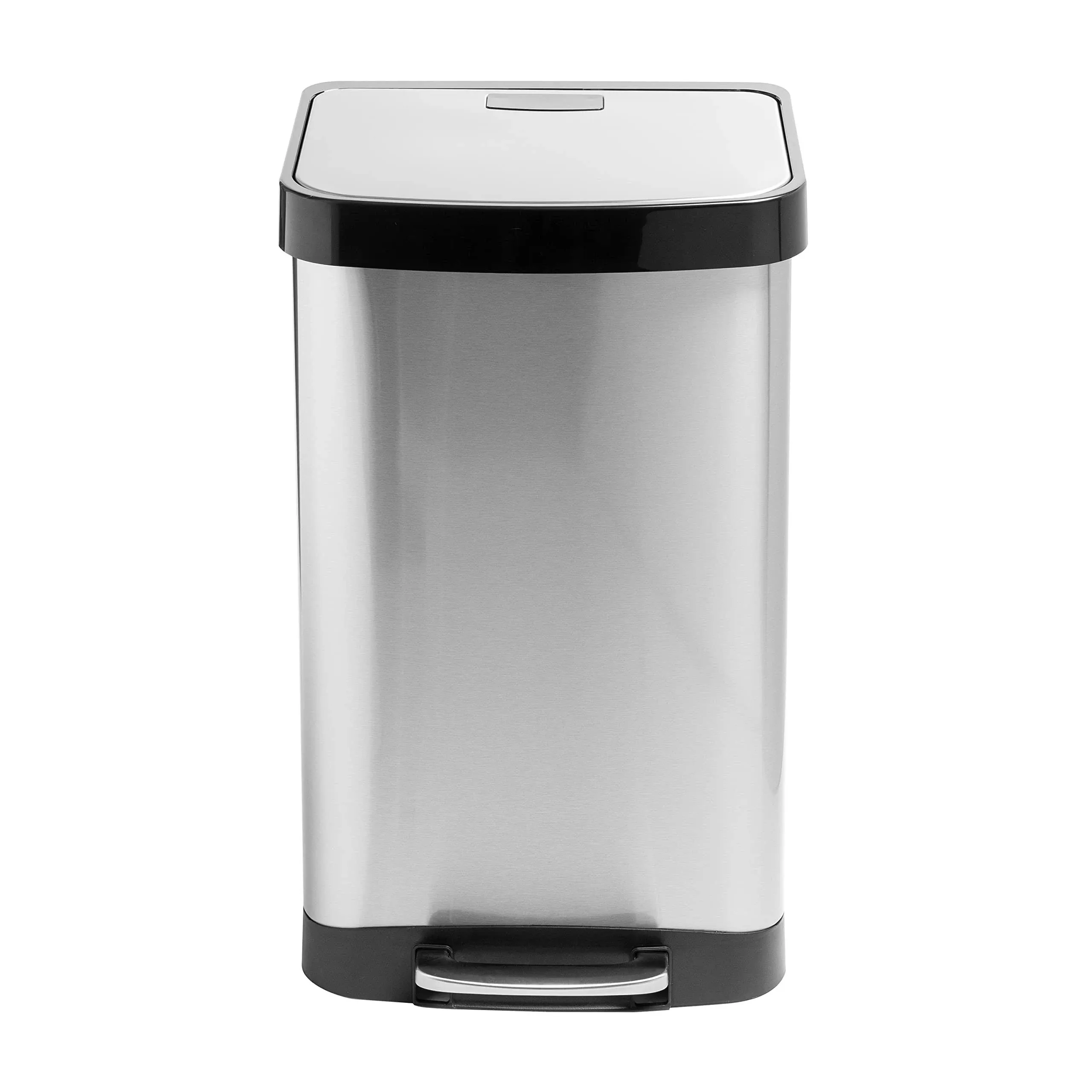 Silver 50L Stainless Steel Large Soft-Close Step Trash Can