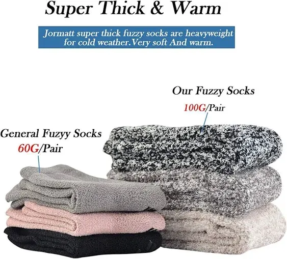 JORMATT 3 Pairs Ultra Thick Grip Fuzzy Socks Non Skid Slipper Hospital Socks Unisex