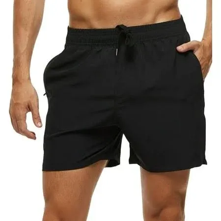 Tyhengta Men's Swim Trunks Quick Dry Beach Shorts With Zipper Pockets