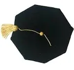 Grad Days Doctoral Graduation Tam Unisex Black Velvet 8-Sided with Gold Bullion Tassel Satin Silk Band