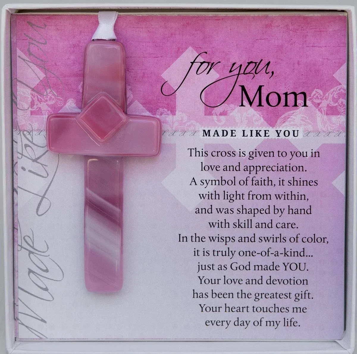 Handmade Glass Cross for Mother with Poem- Gift for Mom On Christmas, Mother's ...