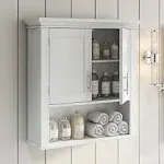 RiverRidge Home Somerset Collection 2-Door Bathroom Storage Wall Cabinet with 1 Open Shelf and 2 Interior Shelves, White