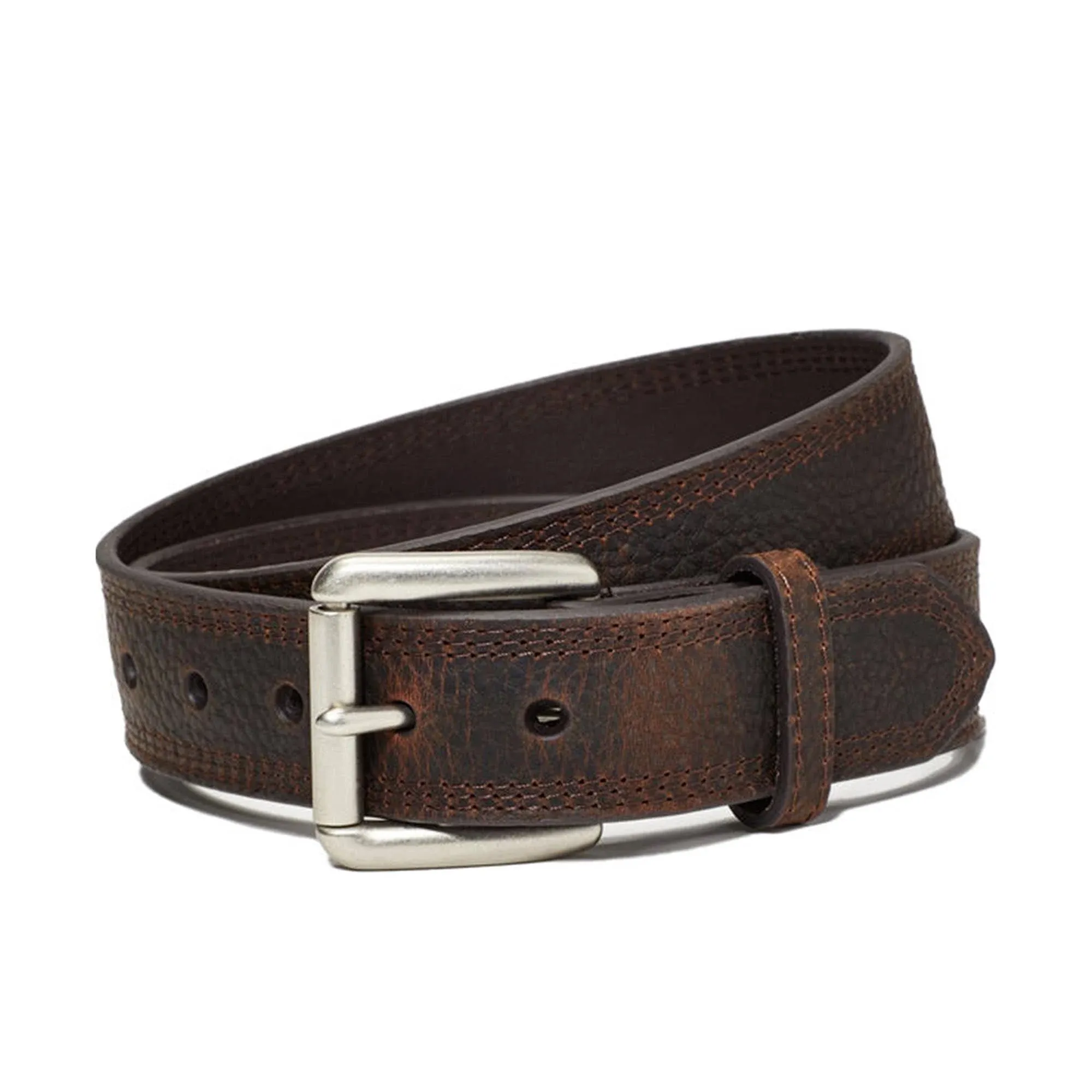 ARIAT Men's Triple Row Stitch Leather Work Belt with Removable Roller Buckle