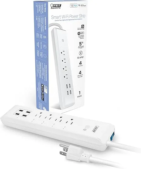 Feit Electric 5 ft. L 4 Outlets Wi-Fi Power Strip with USB