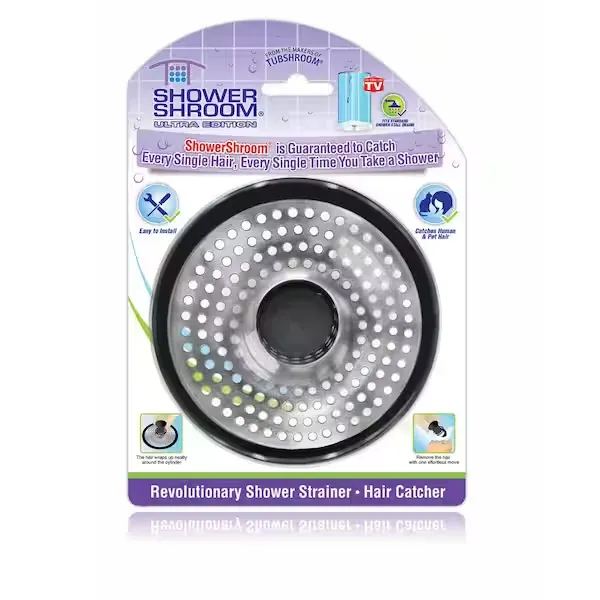 ShowerShroom 1.75 in. - 3 in. Walk-in Shower Stall Drain Protector Hair Catcher Stainless Steel Finish WSHSULT4