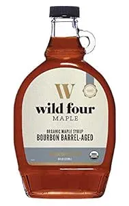 WildFour Bourbon Barrel Aged Organic Maple Syrup, 100% Pure, Gluten Free, Vegan Maple Syrup with No Artificial Flavors, 237 ml (8oz)