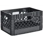 Juggernaut Storage 24qt Plastic Heavy-Duty Milk Crate, Black