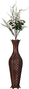 34-Inch Brown Metal Floor Vase: Elegant Centerpiece Home Decor, Dried Flower, Artificial Flower, Living Room Decoration, Bedroom Decoration, Tall Vase, Contemporary Interior Design