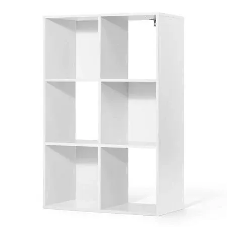 CAPHAUS 6 Cube Storage Shelf Bookcase, Contemporary Kids Room with Thick Exterior Edge, White