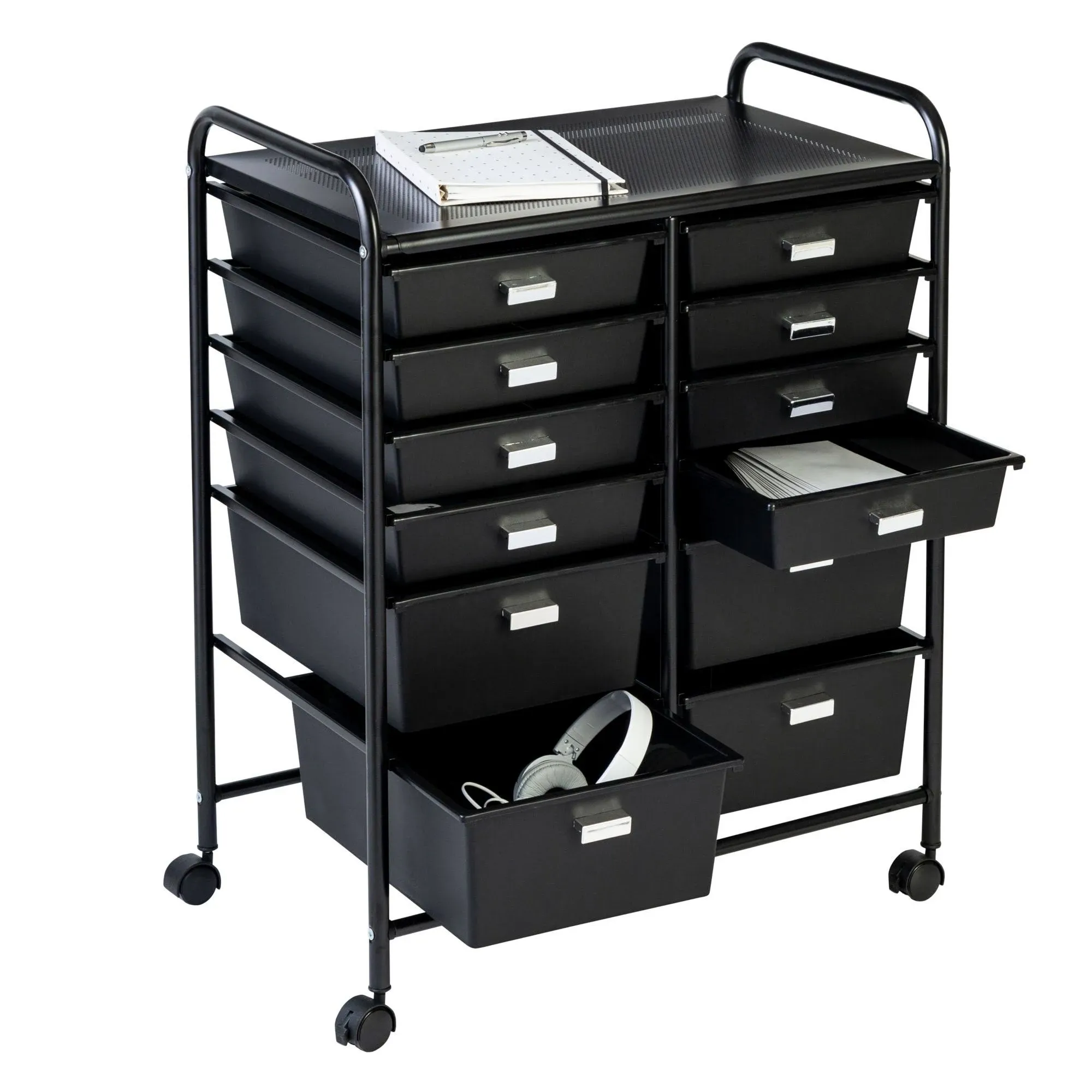 Honey-Can-Do 12 Drawer Rolling Storage Cart Black