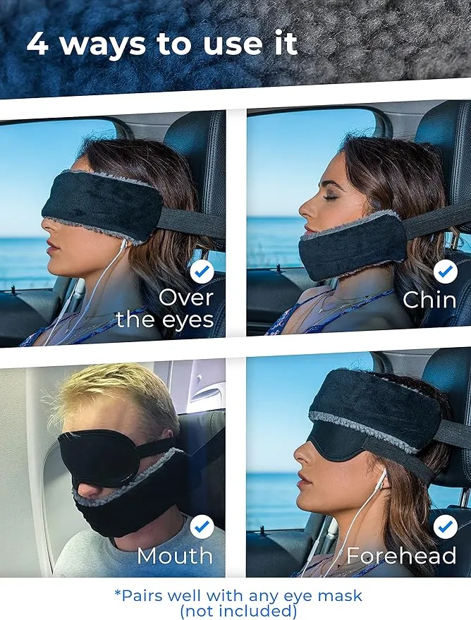 Travel Pillow Alternative | Stops Head Bobbing – Airplane Head Straps and Car Head Support Band Great on Travel Upright – Super Comfy Head & Neck Support – Small & Compact