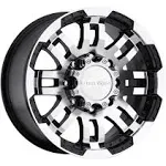 Vision Wheel 375-6835GBMF0 1 Wheel Black w/Machined Face 375 Warrior 16X8 Rims