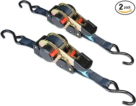 ANLULOAD Retractable Ratchet Strap(1 in x 11.5 ft),Ratchet Tie Down Strap for Motorcycles, Boats,Atvs,Utvs.W.L.L:700 Lbs/B.S:2,100 Lbs-(2 Pack)