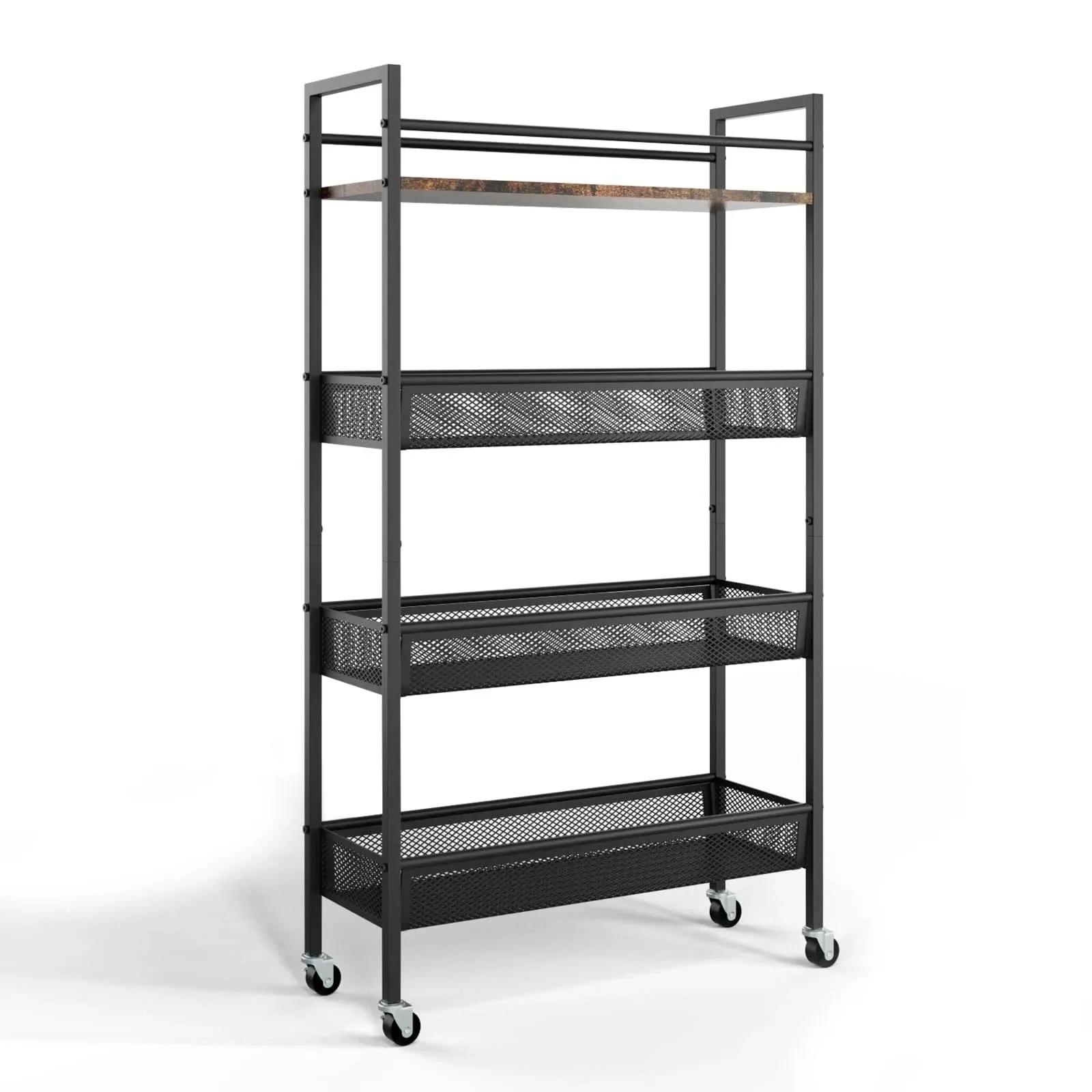 4 Tier Slim Storage Cart, Narrow Shelving Unit for Small Wide : 5.9 in Simple