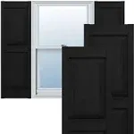 14 3/4"Wx63"H Lifetime Standard Raised Two Equal Panel Vinyl Shutters, Black, Shutters, by Ekena Millwork