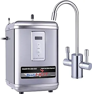 Ready Hot 41-RH-300-F560-CH Instant Hot Water Dispenser System, 2.5 Quarts, Digital Display Dual Lever Hot and Cold Water Faucet Polished Chrome