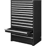 Global Industrial 298451BK Modular Drawer Cabinet, 14 Drawers, w/ Lock, 36"W x 24"D x 57"H, Black