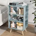 3 Tiers Blue Beside Table Simple Modern Nightstand Open Storage Table Multi-functional Storage Cabinet