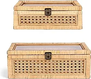 Rattan Decorative Box with Lid, Rectangular Woven | adamsbargainshop