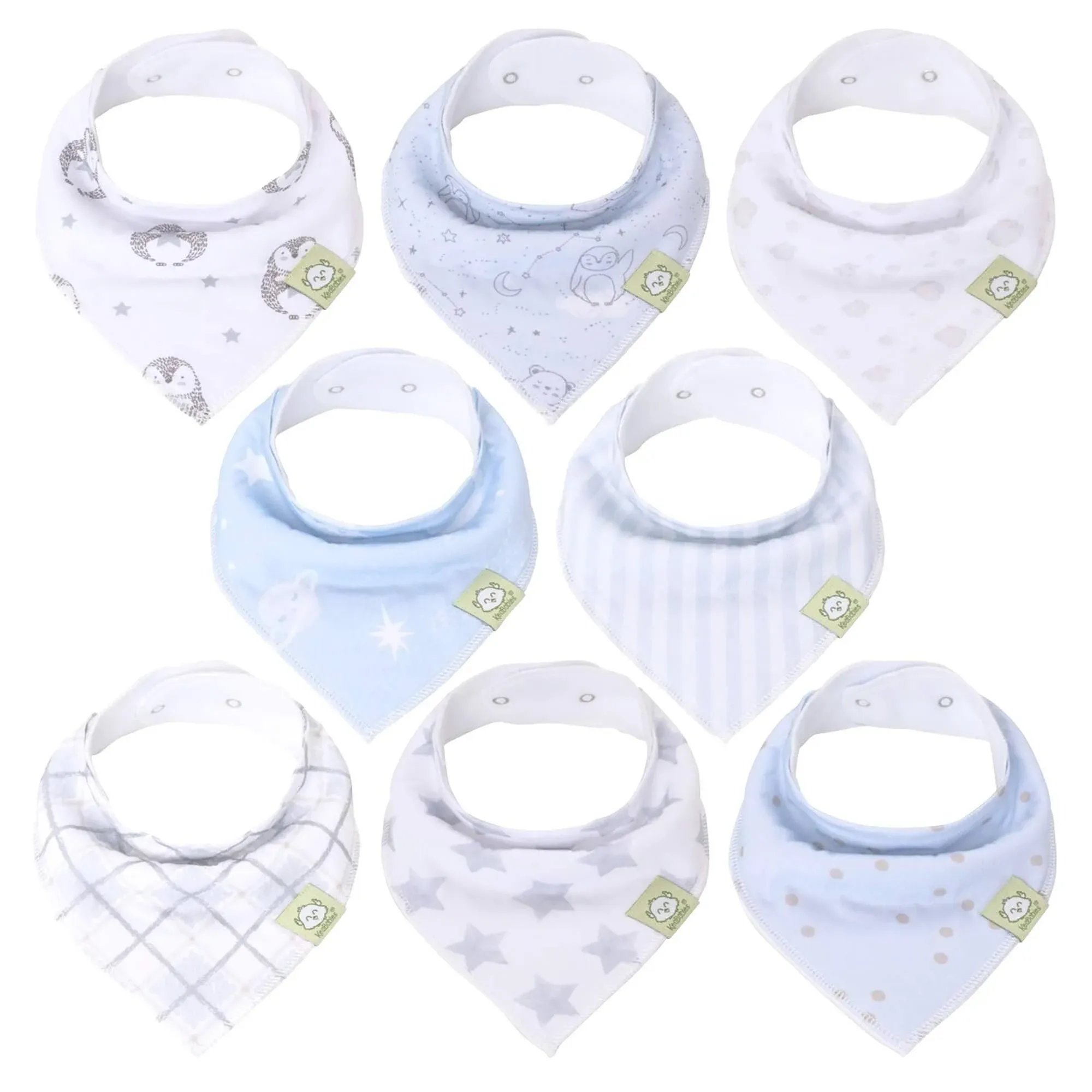 KeaBabies 8-Pack Organic Baby Bandana Drool Bibs for Boys Girls - Soft Cotton Drooling & Teething Bibs for Infants, Toddlers, Super Absorbent Cotton Bandana Bibs for Baby Boy & Girl (Constellation)