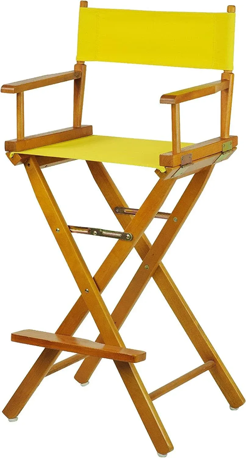 Casual Home 30" Director's Chair Honey Oak Frame-with Yellow Canvas, Bar Height