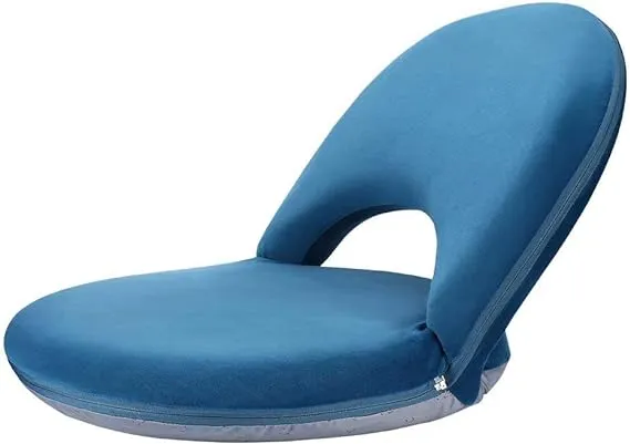 Nnewvante Floor Chair Adjustable Back Support Chair Foldable Meditation Seating Suede-Like Fabric Multiangle Cushioned Recliner for Adults Kids Video-Gaming Reading Watching, Navy