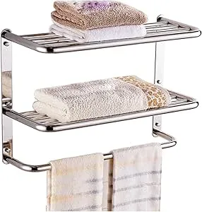 LUANT 24 Inch Bathroom Shelf 3-Tier Wall Mounting Rack with Towel Bars