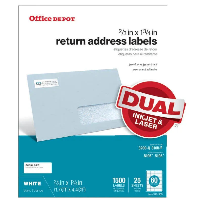 Office Depot Inkjet/Laser Return Address Labels