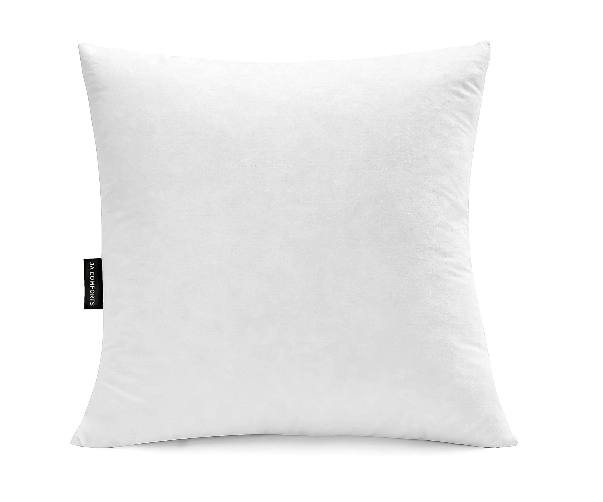 Ja Comforts 2828 Premium Goose Down Feather Throw Pillow Inserts(Set of 1)-5% Down Filling,High Filling Weight,250 TC Cotton Cover, Square, White