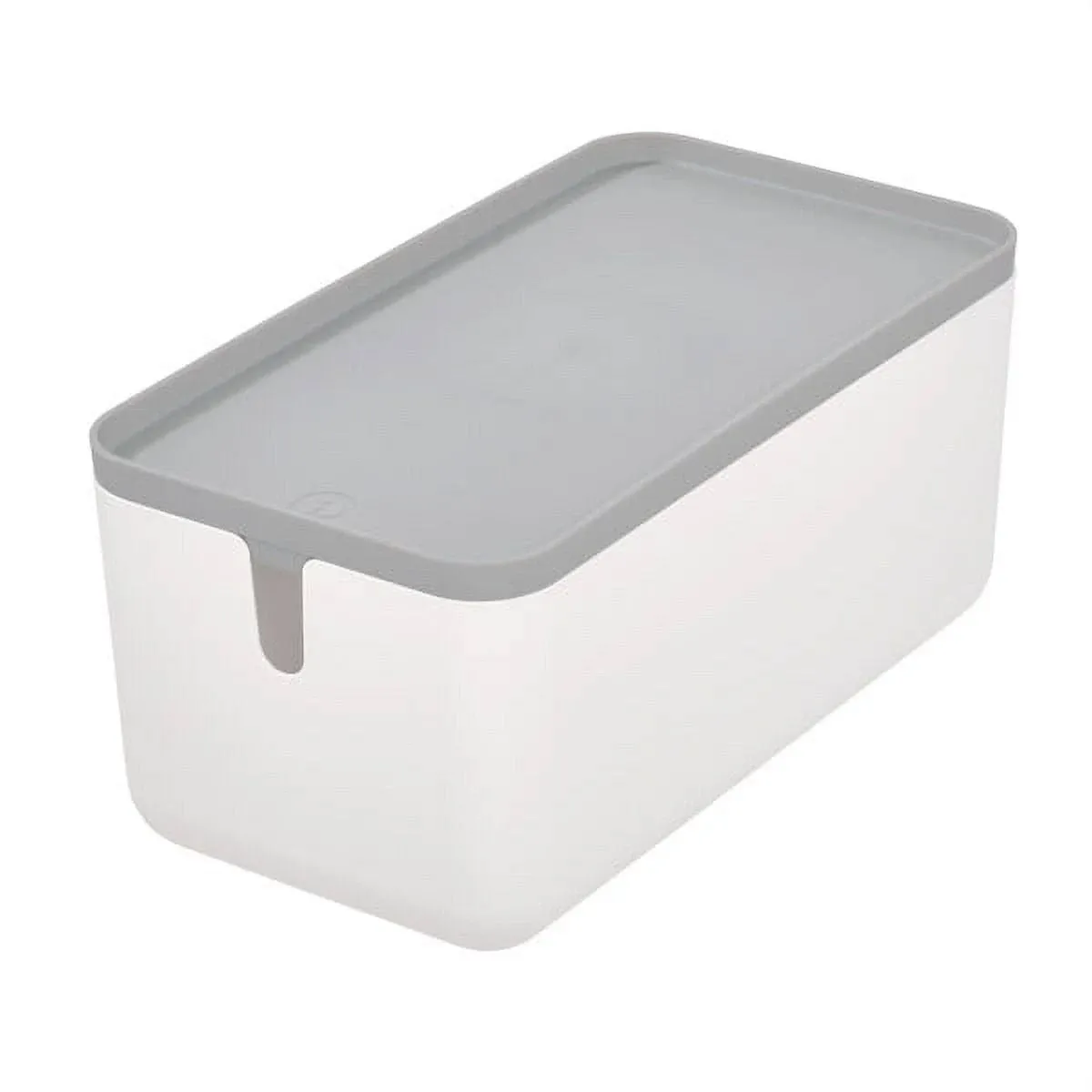 iDesign Cade Lidded Storage Bin, White Gray