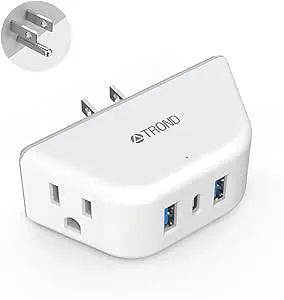 Trond Multi Plug Outlet Extender with USB, 2 Outlet Splitter with 3 USB Wall Charger (1 USB C), Wall Outlet Expander, Cruise Essentials, Plug