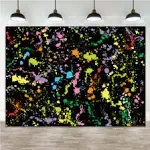 Colorful Paint Splash Backdrop Abstract Graffiti Style Photography Background Neon Glow Splatter Hip Hop Disco Retro 80's 90's Happy Birthday Glow Party Art Vinyl 7x5ft Banner Photo Studio Props