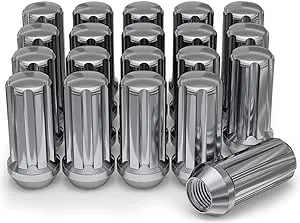 White Knight 3809L-20AM Chrome M14 x 1.5 Duplex Spline Lug Nut with Key, 20 Pack