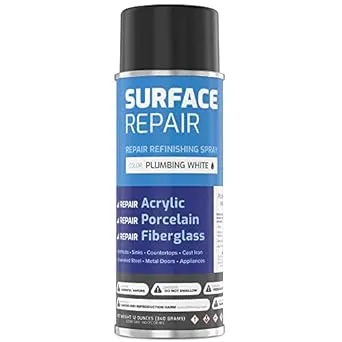 Multitech Surface Repair Tub and Tile Refinishing Kit - Spray Paint for Acrylic, Fiberglass, Porcelain Surfaces to Refinish Bathtubs Sinks Toilets 12 Oz, Plumbing White