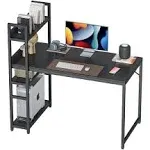 Cubicubi Computer Desk 47 inch with Storage Shelves Study Writing Table for Home Office Modern Simple Style Black