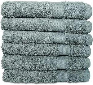 Premium 6-Pack Washcloths 12x12 Inches Soft Turkish Cotton High Absorbent and Quick Dry Dishtowel for Kitchen and Bath (Wash Cloth 6 Pack, Dark Green)