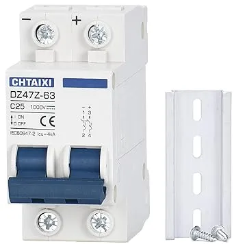 DC Miniature Circuit Breaker, 2 Pole 1000V 25 Amp Isolator for Solar PV System, Thermal Magnetic Trip, DIN Rail Mount, Chtaixi DC Disconnect Switch C25