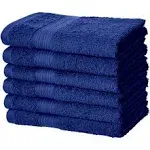 Basics Fade Resistant Cotton Washcloth, Hand Towel, Pack of 6, Navy Blue, 12" x 7" Washcloth (Pack of 6)