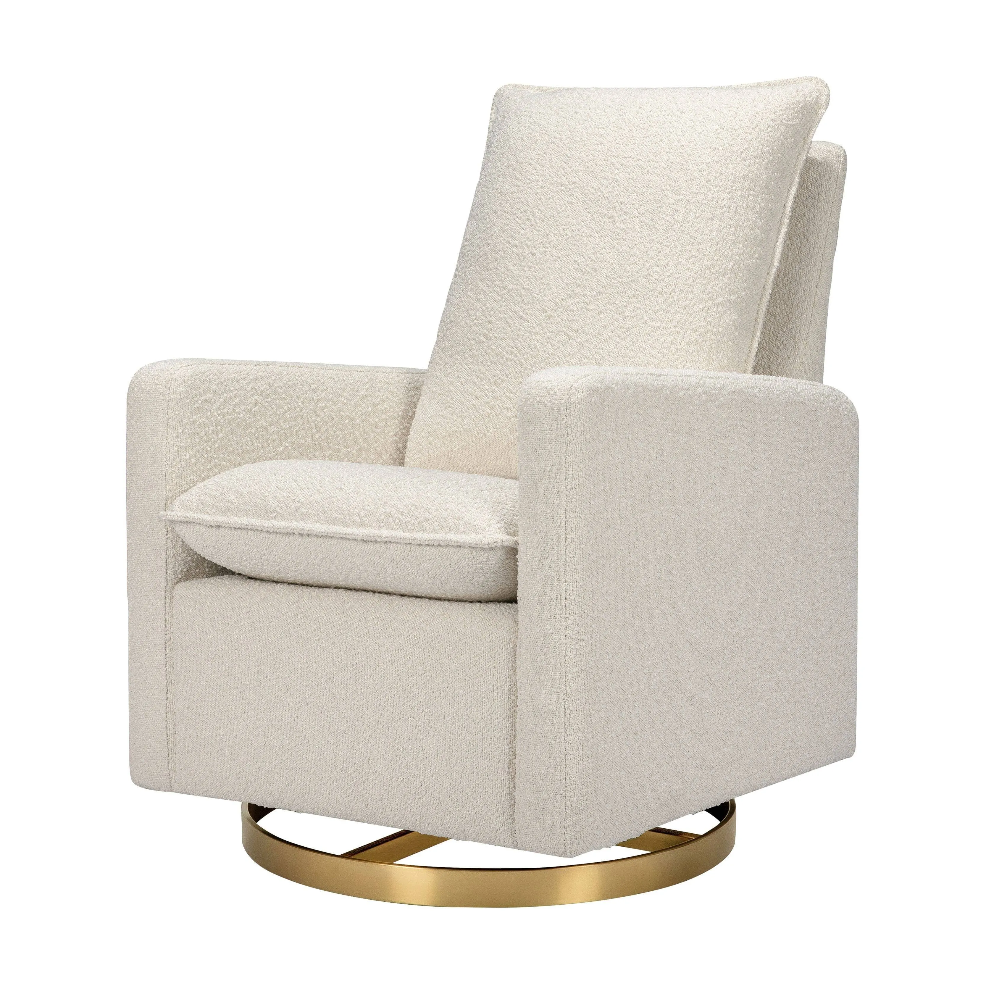 Cali Pillowback Swivel Glider Babyletto Ivory Boucle/Gold Base