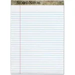 TOPS Second Nature 100% Recycled Writing Pads, 8 1/2" x 11 3/4", Legal Ruled, 50 Sheets, White, Pack Of 12 Pads