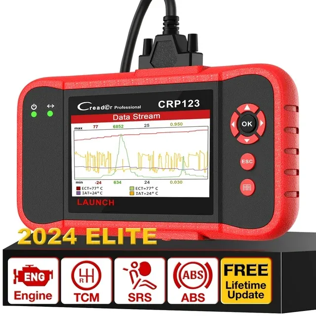 LAUNCH CRP123 OBD2 Scanner 2023 Newest Elite Code Reader Engine/ABS/SRS/Transmission Car Diagnostic Tool, ABS Code Reader, SRS Scan Tool, Check Engine Code Reader, Lifetime Free Update Scan Tool