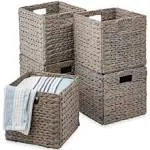 Best Choice Products 13x13in Hyacinth Storage Baskets, Set of 5 Multipurpose Collapsible Organizers