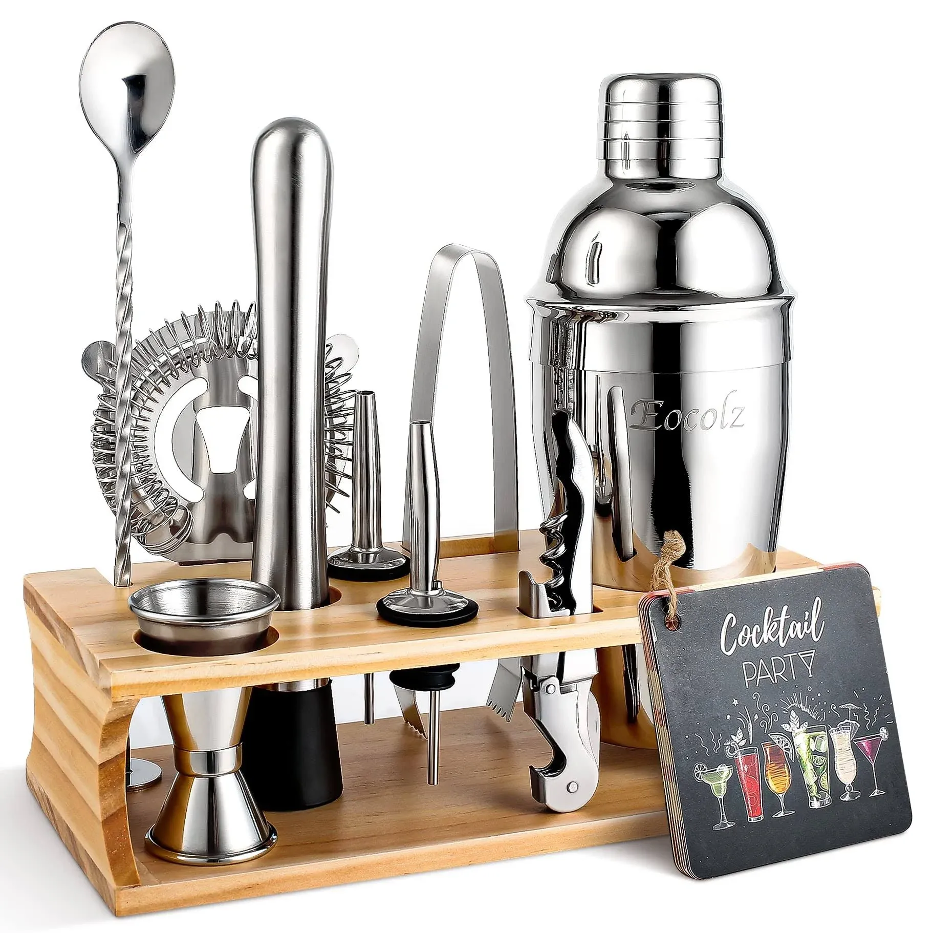 Bartender Kit Cocktail Shaker Set with Stand Bar Tool Bar Set for Drink Mixin...