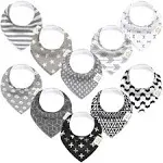 KeaBabies 10-Pack Organic Bandana Bibs Monos