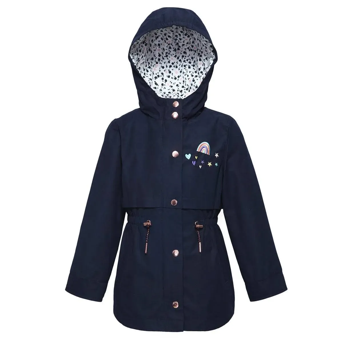 Rokka&Rolla Girls' Light Rain Jacket Trench Coat-Night Sky, Size 10-12