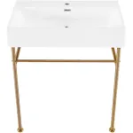 Swiss Madison Claire 30 Ceramic Console Sink White Basin, Brushed Gold