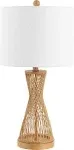 SAFAVIEH Table Lamps 25.5&#039;&#039; Natural W/White Shade Novelty Durable Bedside