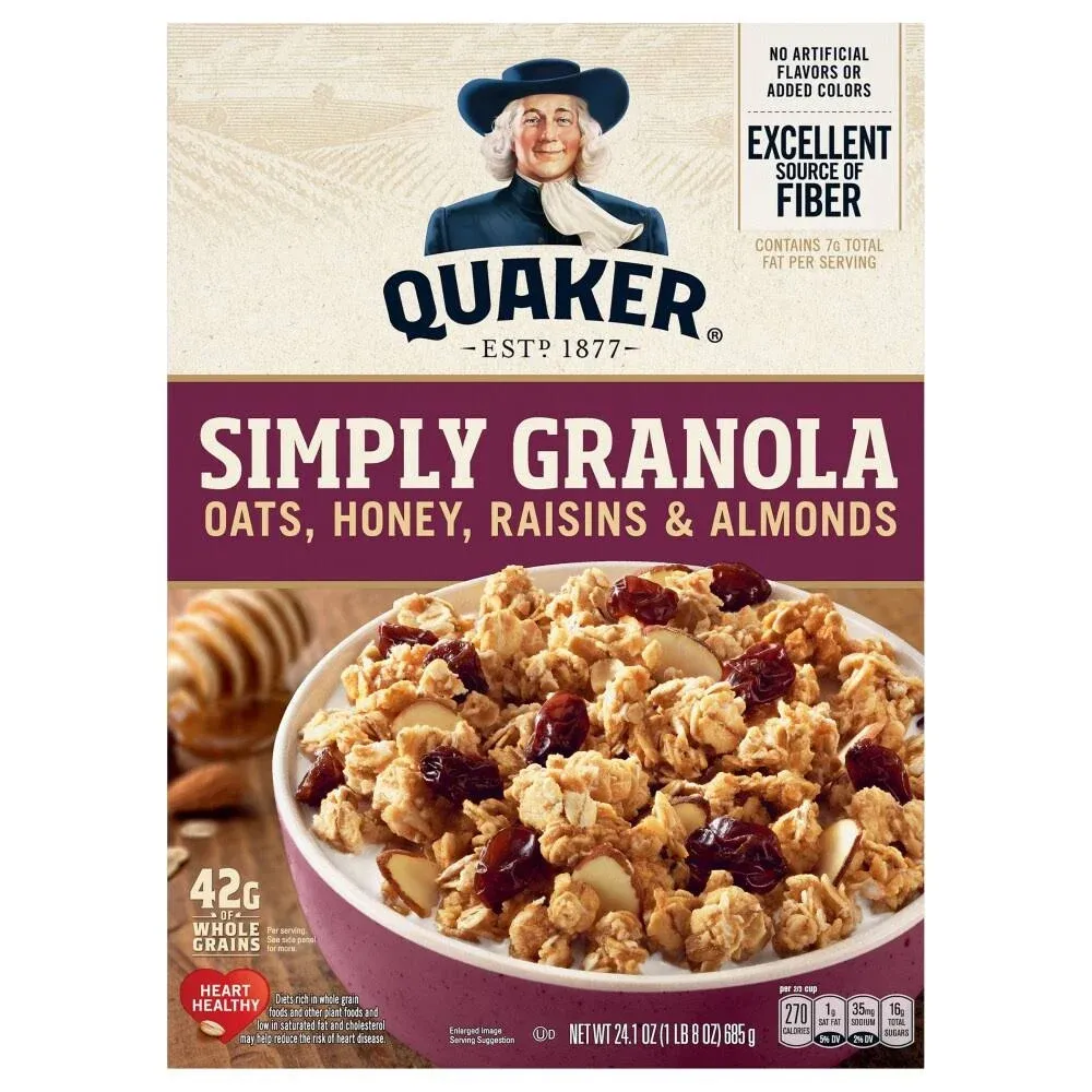 Quaker, Simply Granola, Oats, Honey, Raisins, Almond 34.5 oz, 2-Count