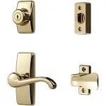 Ideal Security Door Lever with Deadbolt Lock for Storm and Screen Doors, Bright