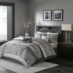 Madison Park - Rhapsody 7 Piece Jacquard Comforter Set - Cal King - Grey/Taupe